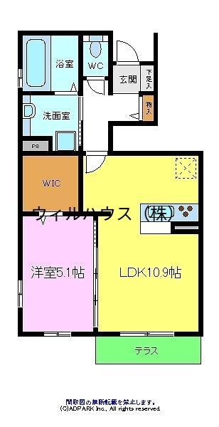 ポルト ボヌール(1LDK/1階)の間取り写真