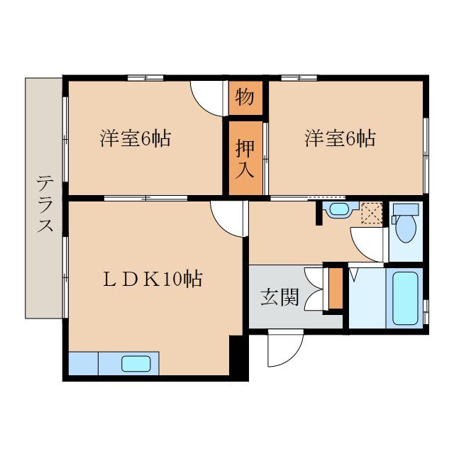 フレグランス・ハマサキII(2LDK/2階)の間取り写真