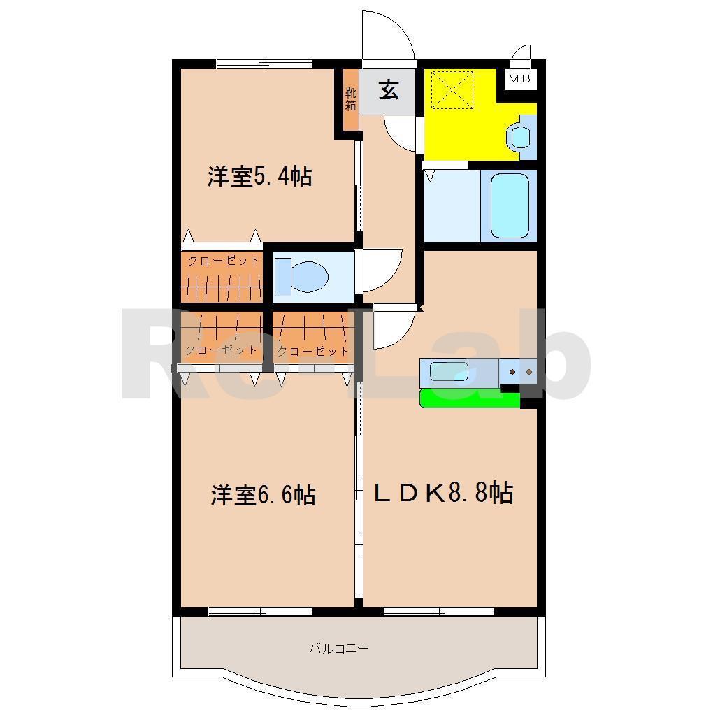 GRAND DE OSHIMA I(2LDK/3階)の間取り写真