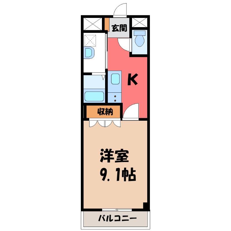 グランシャリオ(1K/2階)の間取り写真