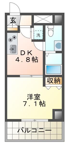 東亜建設第5ビル(1DK/2階)の間取り写真