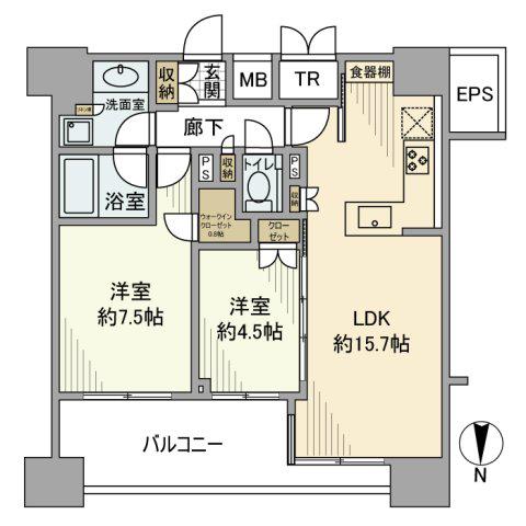GRAND LIVIO芝大門 グランリビオ芝大門(2LDK/16階)の間取り写真