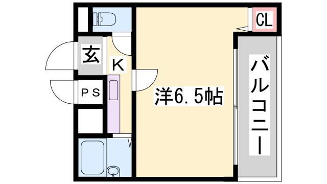 グランテ下山手(1K/7階)の間取り写真