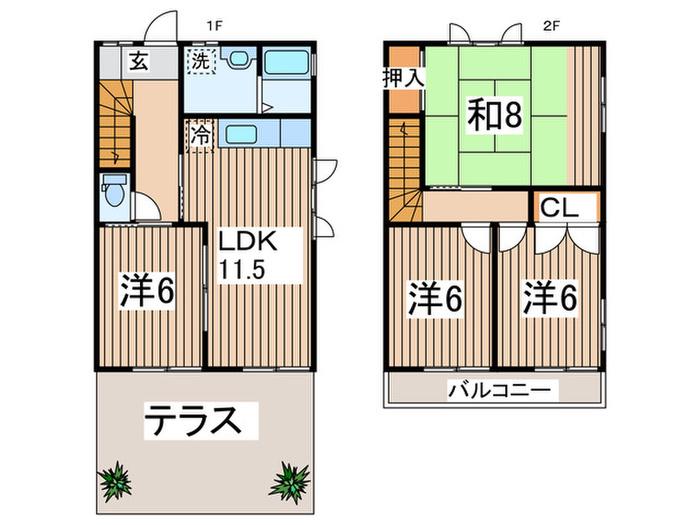 町屋スプリングハイツ(4LDK/1階)の間取り写真