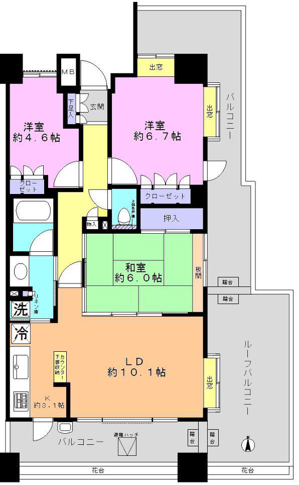 ネクス川口(3LDK/13階)の間取り写真