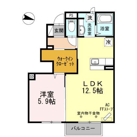 メゾン・クローバー3(1LDK/1階)の間取り写真