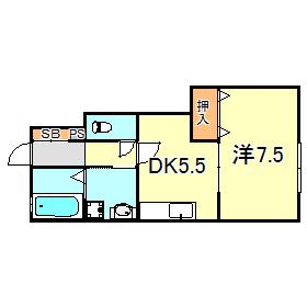 ヒルサイドテラス(1DK/1階)の間取り写真