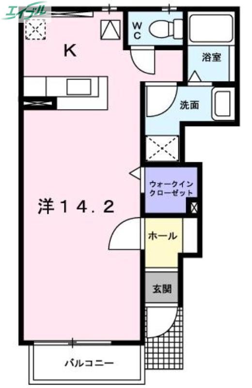 ハイツ雅(1K/1階)の間取り写真