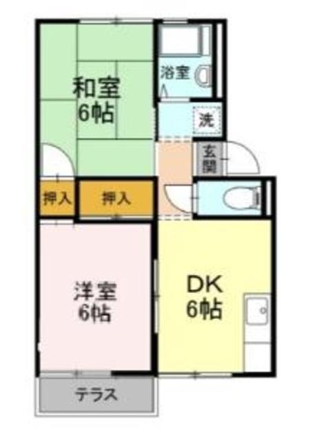 レザンシャトー(2DK/1階)の間取り写真