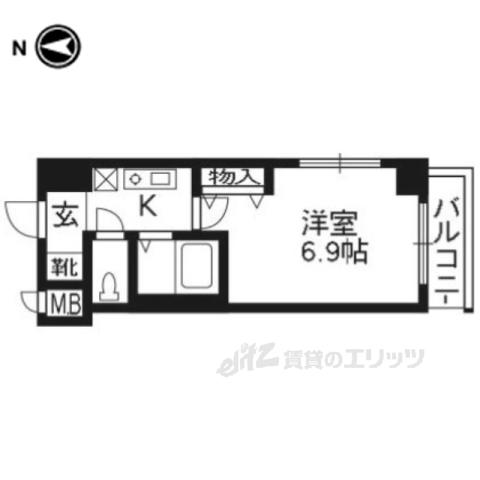 プレサンス京都二条城前(1K/3階)の間取り写真
