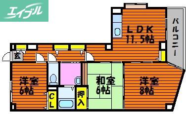 イルサローネ(3LDK/5階)の間取り写真
