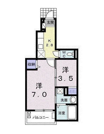 ル シェル ブルーB(2K/1階)の間取り写真