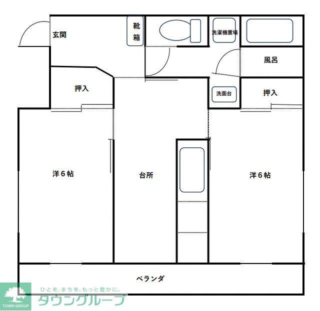 スカイマンション(2K/1階)の間取り写真