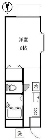 コートハウスI(1K/2階)の間取り写真
