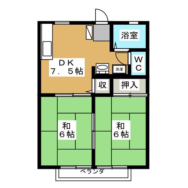サンシティ岩田(2DK/2階)の間取り写真