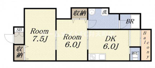 赤丸第二ビル(2DK/5階)の間取り写真