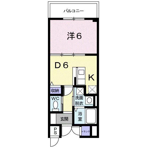 パールヒルズ入江町(1DK/4階)の間取り写真