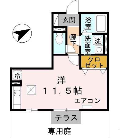 エマーブル(ワンルーム/1階)の間取り写真