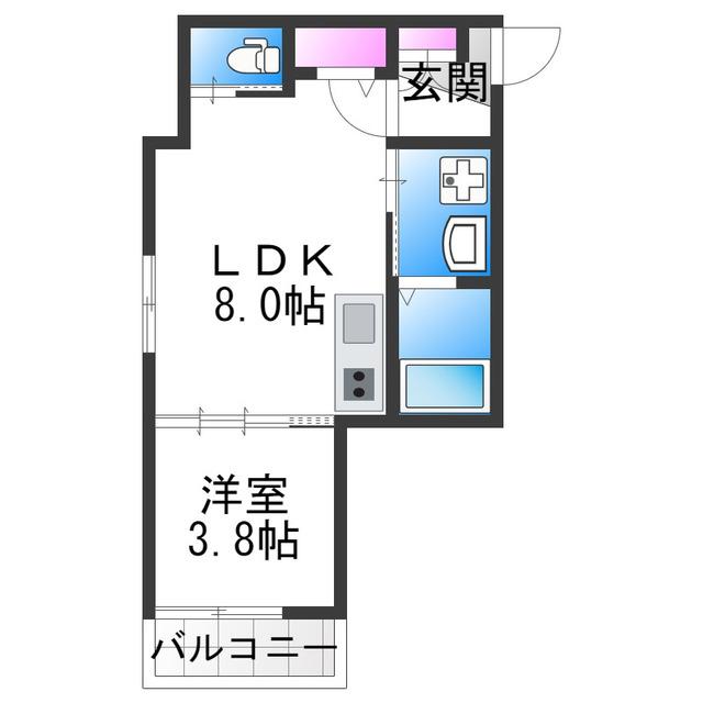 エルグランド住之江(1LDK/1階)の間取り写真