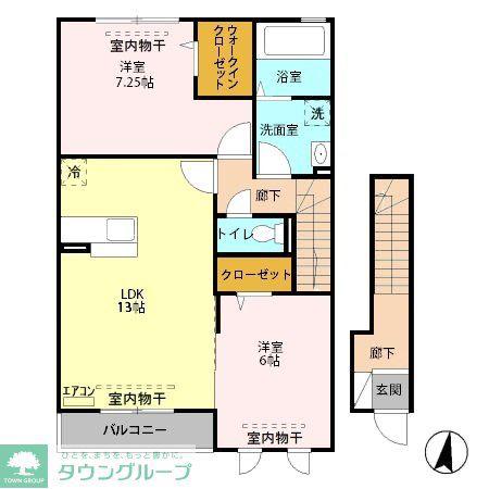 ベルセーヌ B棟(2LDK/2階)の間取り写真