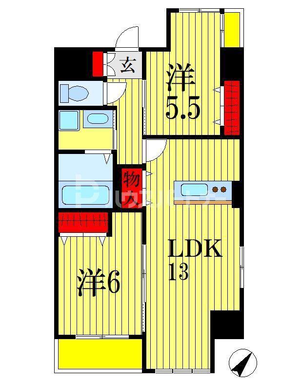 アーバンパレス(2LDK/3階)の間取り写真