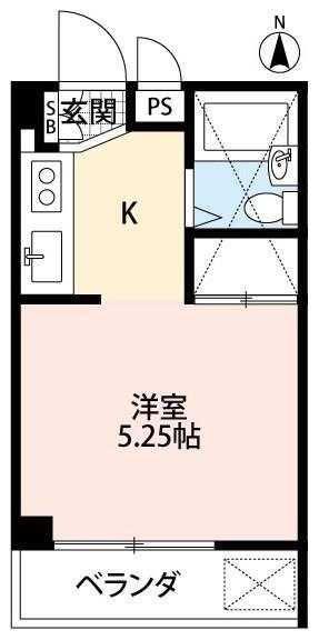 関間マンション(1K/3階)の間取り写真