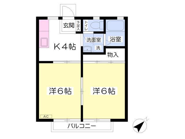 桜ハイツ(2K/1階)の間取り写真