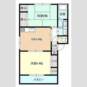 パークサイドA棟(2DK/1階)の間取り写真