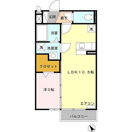 アマービリス(1LDK/2階)の間取り写真