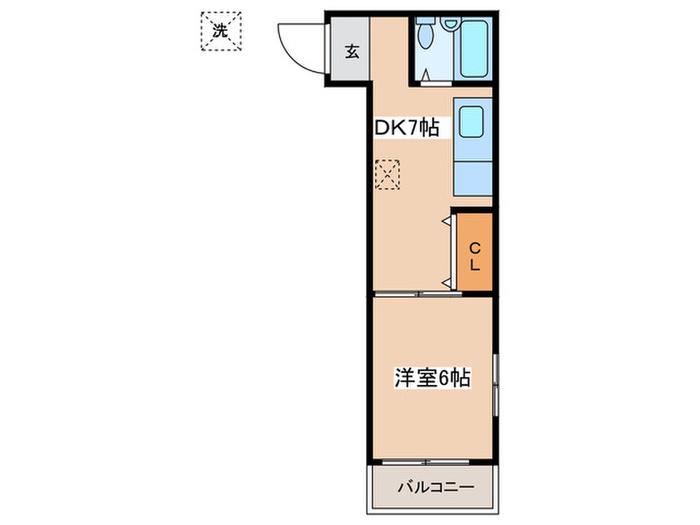 JR中央線 東小金井駅 徒歩21分 2階建 築36年(1DK/1階)の間取り写真