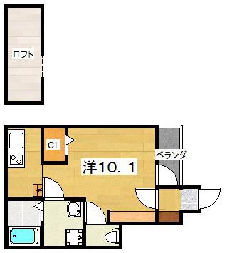 あんしん走谷(ワンルーム/1階)の間取り写真