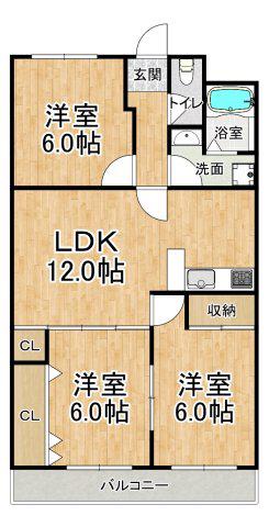 ハイムアゼーリア(3LDK/7階)の間取り写真