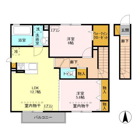 メゾン・フルールB(2LDK/2階)の間取り写真