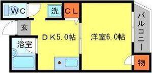 エルドラード箕面II(1K/2階)の間取り写真