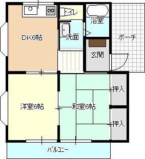 ドエル富塚(2DK/1階)の間取り写真