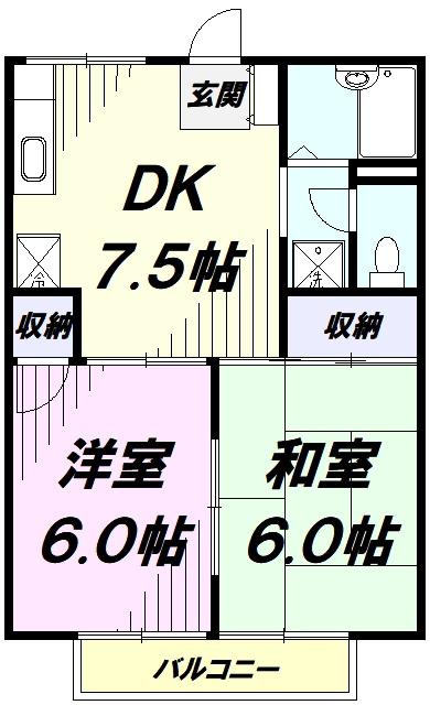 パークサイドハウスB(1LDK/1階)の間取り写真