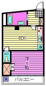 加来ビル(1DK/4階)の間取り写真