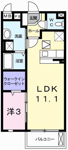 メゾン・ド・花水木 壱番館(1LDK/1階)の間取り写真
