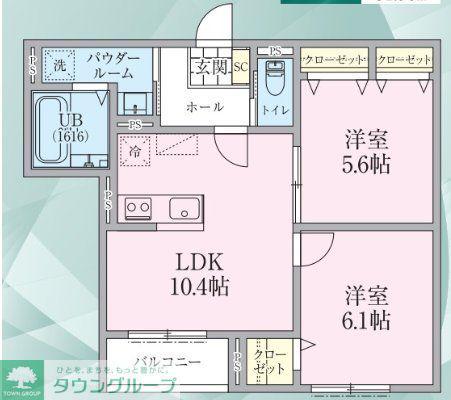 リケナ矢野口(2LDK/2階)の間取り写真