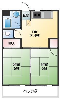 佐田ビル(2DK/4階)の間取り写真