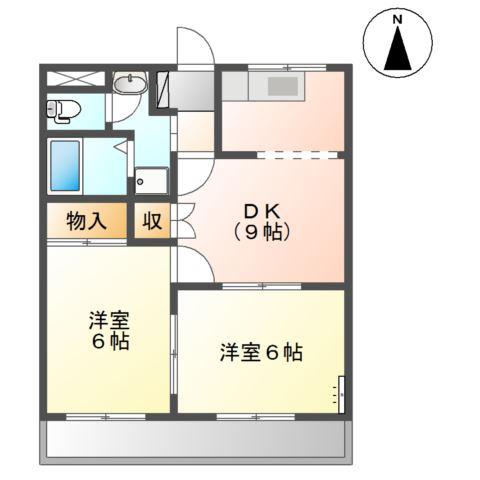 クレストール(2DK/2階)の間取り写真