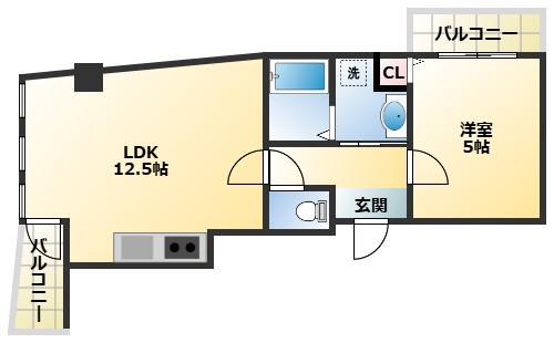 ダグラス鷹合(1LDK/5階)の間取り写真