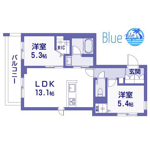 レフィシア腰越(2LDK/2階)の間取り写真
