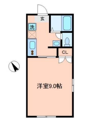 小田急線 向ケ丘遊園駅 徒歩12分 2階建 築27年(1K/1階)の間取り写真