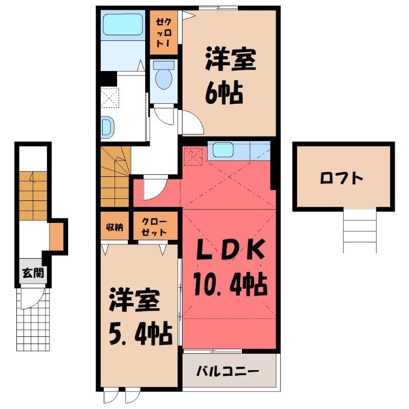 エレナメゾンA(2LDK/2階)の間取り写真