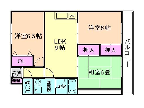 ブランコート外院(3LDK/3階)の間取り写真