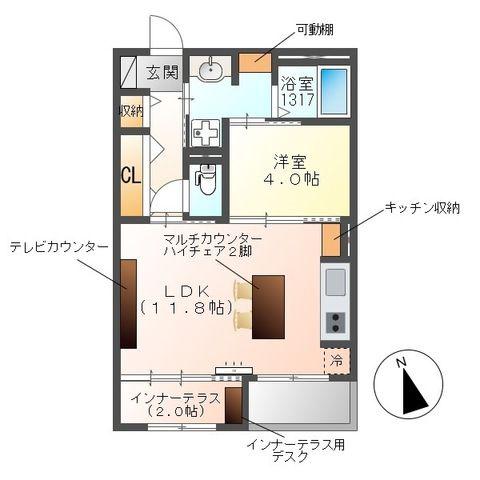 パークエステート I(1LDK/3階)の間取り写真