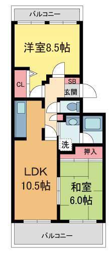 エバーグレイス西宮(2LDK/1階)の間取り写真