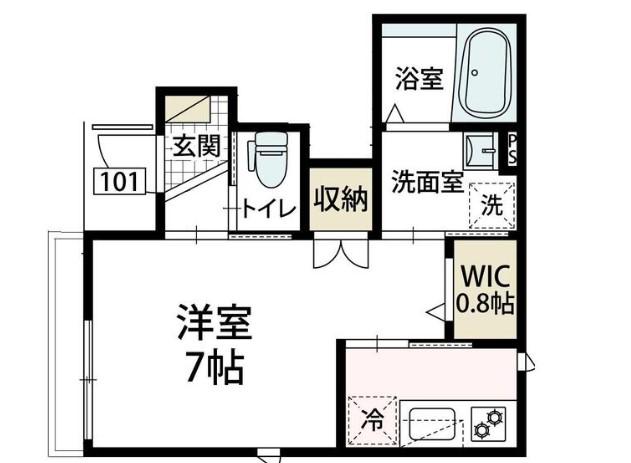 テルネーラ2(1K/1階)の間取り写真