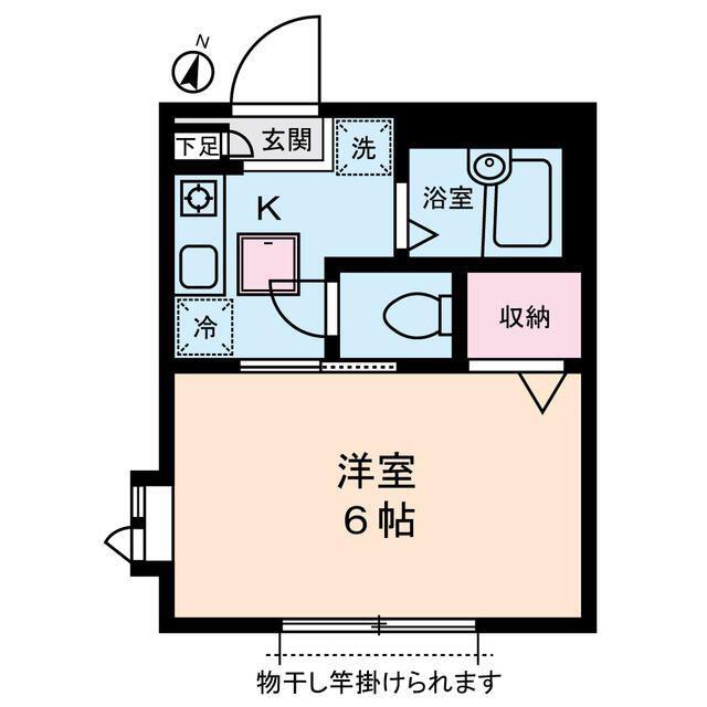 グリーンフラッツ旗の台(1K/1階)の間取り写真